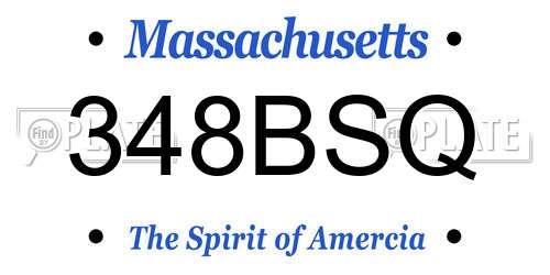 348BSQ Massachusetts License Plate