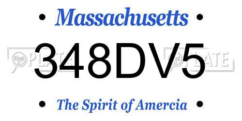 348DV5 Massachusetts License Plate