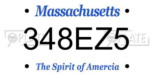 348EZ5 Massachusetts License Plate