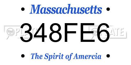 348FE6 Massachusetts License Plate