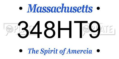 348HT9 Massachusetts License Plate