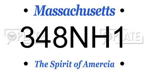348NH1 Massachusetts License Plate