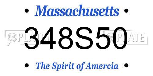 348S50 Massachusetts License Plate