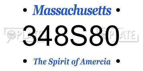 348S80 Massachusetts License Plate