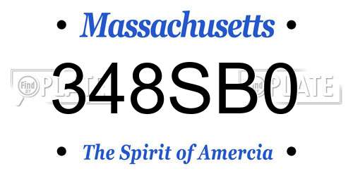 348SB0 Massachusetts License Plate