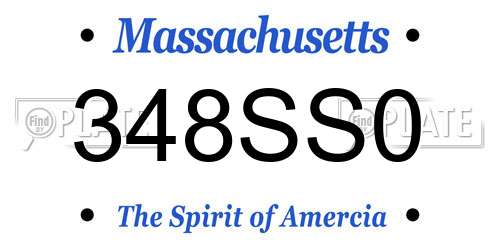 348SS0 Massachusetts License Plate