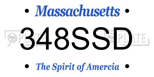 348SSD Massachusetts License Plate