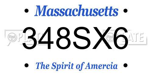 348SX6 Massachusetts License Plate