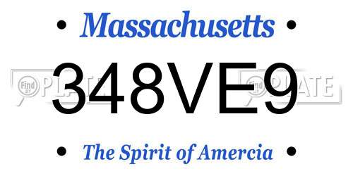 348VE9 Massachusetts License Plate