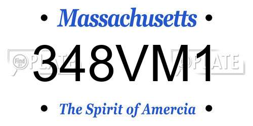 348VM1 Massachusetts License Plate