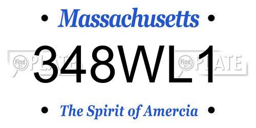 348WL1 Massachusetts License Plate