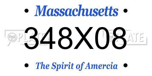 348X08 Massachusetts License Plate