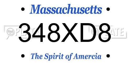348XD8 Massachusetts License Plate