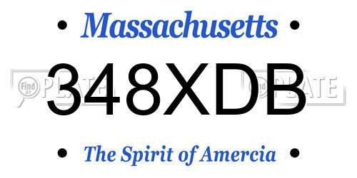 348XDB Massachusetts License Plate