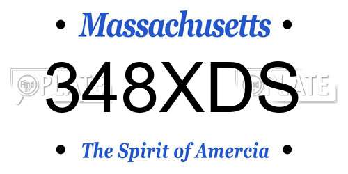 348XDS Massachusetts License Plate