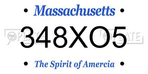 348XO5 Massachusetts License Plate