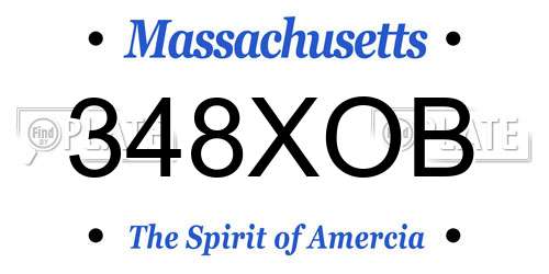 348XOB Massachusetts License Plate