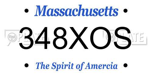 348XOS Massachusetts License Plate