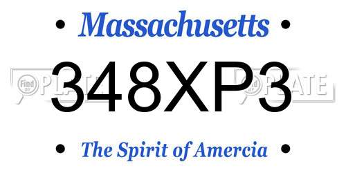 348XP3 Massachusetts License Plate