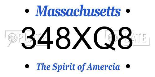 348XQ8 Massachusetts License Plate