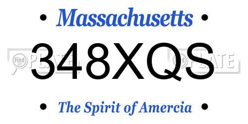 348XQS Massachusetts License Plate