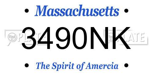 3490NK Massachusetts License Plate