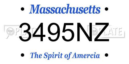 3495NZ Massachusetts License Plate