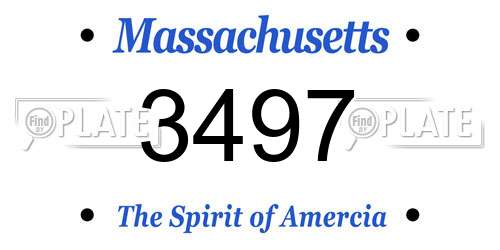 3497 Massachusetts License Plate