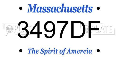 3497DF Massachusetts License Plate