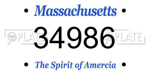 34986 Massachusetts License Plate