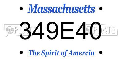 349E40 Massachusetts License Plate