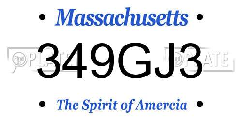 349GJ3 Massachusetts License Plate