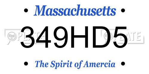 349HD5 Massachusetts License Plate