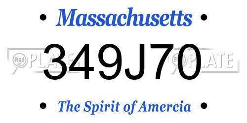 349J70 Massachusetts License Plate
