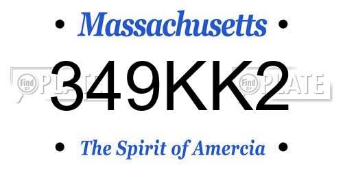 349KK2 Massachusetts License Plate
