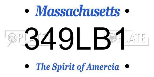 349LB1 Massachusetts License Plate