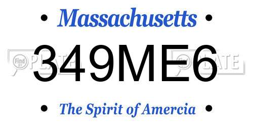 349ME6 Massachusetts License Plate