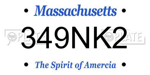 349NK2 Massachusetts License Plate