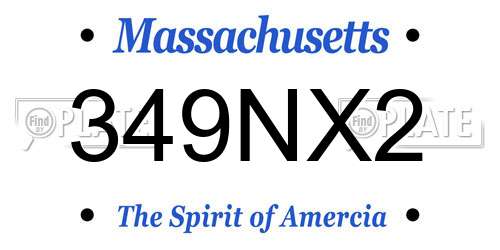 349NX2 Massachusetts License Plate