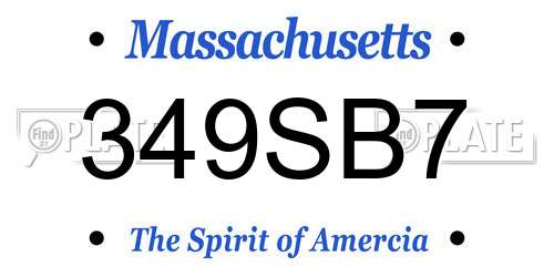 349SB7 Massachusetts License Plate