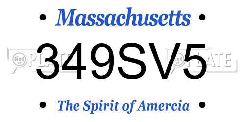 349SV5 Massachusetts License Plate