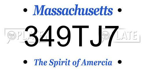 349TJ7 Massachusetts License Plate