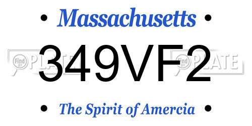 349VF2 Massachusetts License Plate
