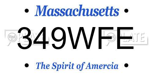 349WFE Massachusetts License Plate