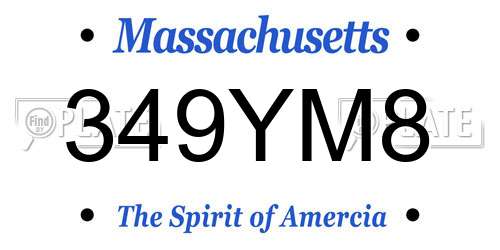 349YM8 Massachusetts License Plate
