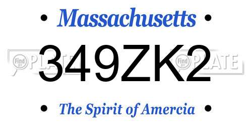 349ZK2 Massachusetts License Plate
