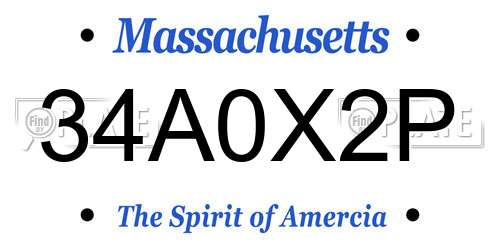 34A0X2P Massachusetts License Plate