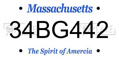 34BG442 Massachusetts License Plate