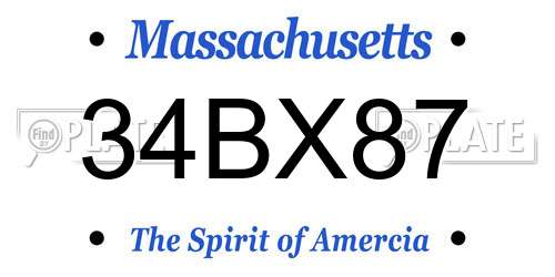 34BX87 Massachusetts License Plate
