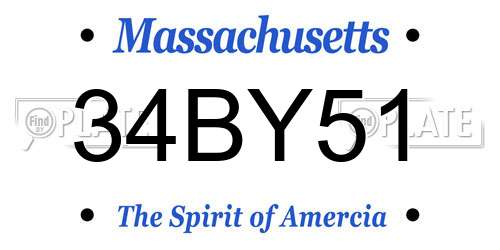 34BY51 Massachusetts License Plate